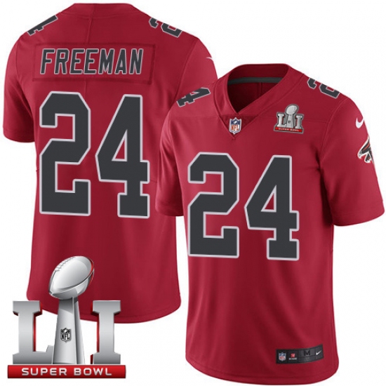 Men's Nike Atlanta Falcons 24 Devonta Freeman Limited Red Rush Super Bowl LI 51 NFL Jersey