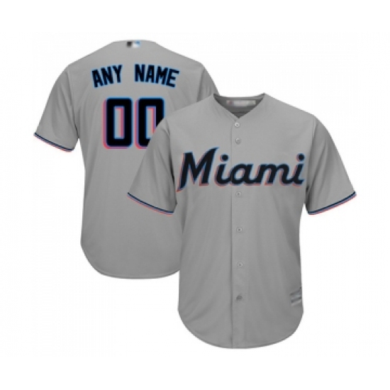 Youth Miami Marlins Customized Authentic Grey Road Cool Base Baseball Jersey