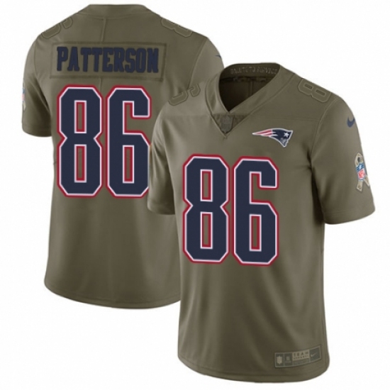 Youth Nike New England Patriots 86 Cordarrelle Patterson Limited Olive 2017 Salute to Service NFL Jersey