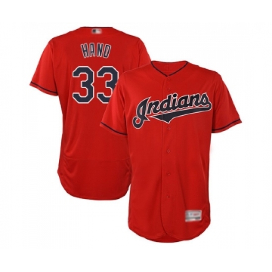 Men's Cleveland Indians 33 Brad Hand Scarlet Alternate Flex Base Authentic Collection Baseball Jersey