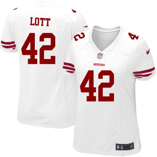 Women's Nike San Francisco 49ers 42 Ronnie Lott Game White NFL Jersey