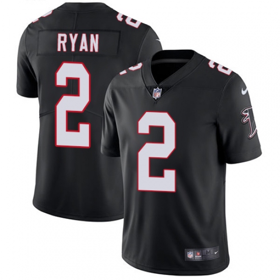 Men's Nike Atlanta Falcons 2 Matt Ryan Black Alternate Vapor Untouchable Limited Player NFL Jersey