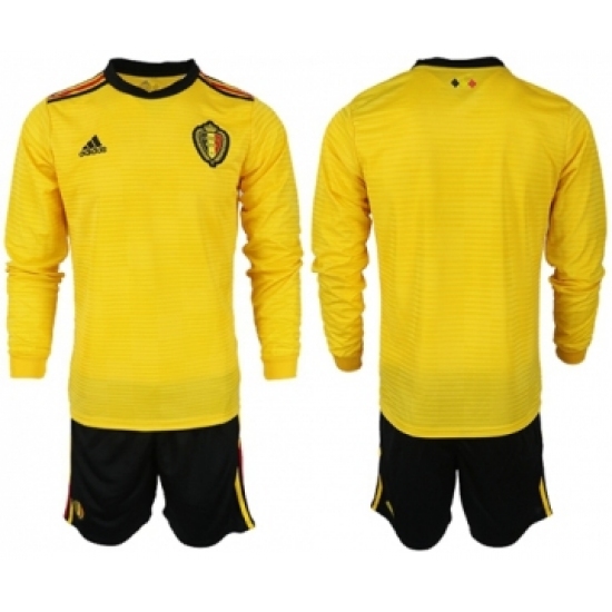 Belgium Blank Away Long Sleeves Soccer Country Jersey