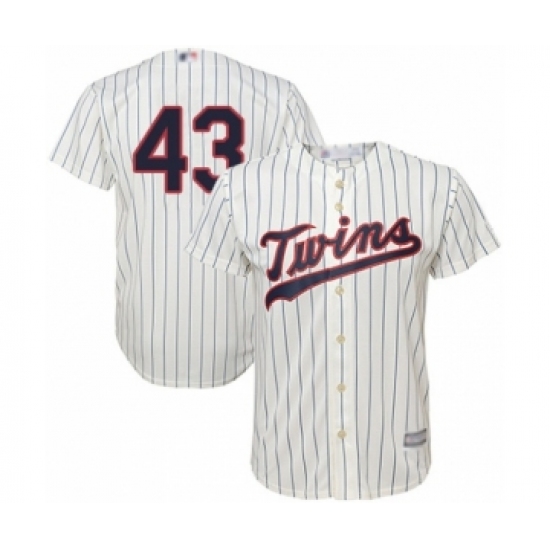 Youth Minnesota Twins 43 Lewis Thorpe Authentic Cream Alternate Cool Base Baseball Player Jersey