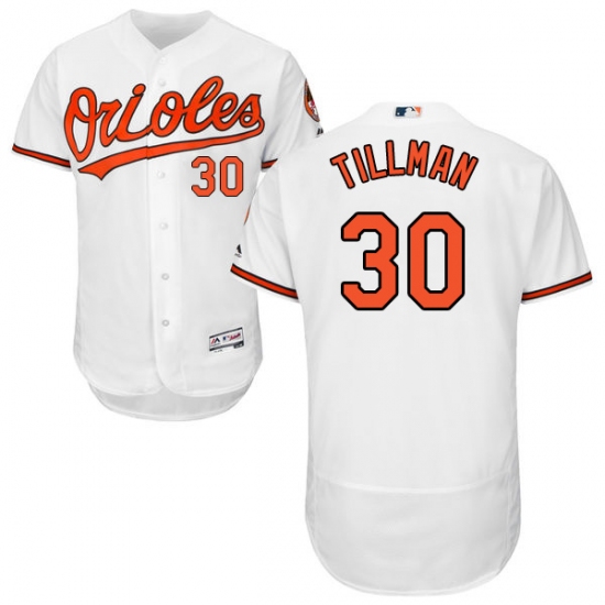 Men's Majestic Baltimore Orioles 30 Chris Tillman White Home Flex Base Authentic Collection MLB Jersey