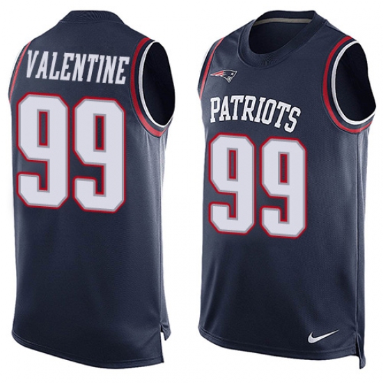 Men's Nike New England Patriots 99 Vincent Valentine Limited Navy Blue Player Name & Number Tank Top NFL Jersey