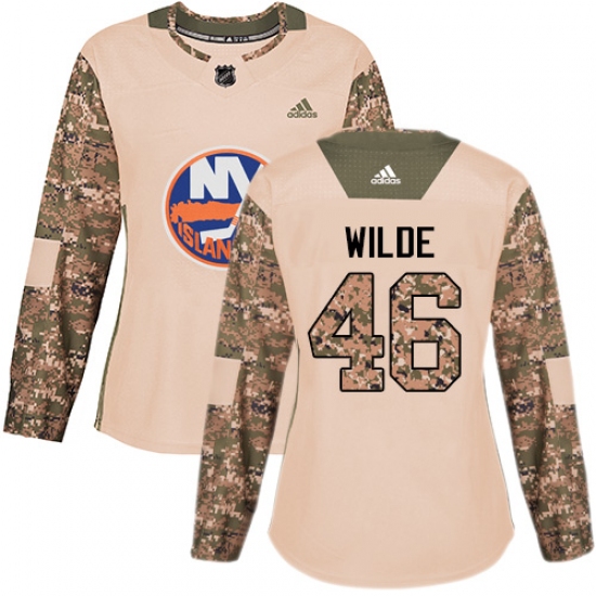 Women's Adidas New York Islanders 46 Bode Wilde Authentic Camo Veterans Day Practice NHL Jersey