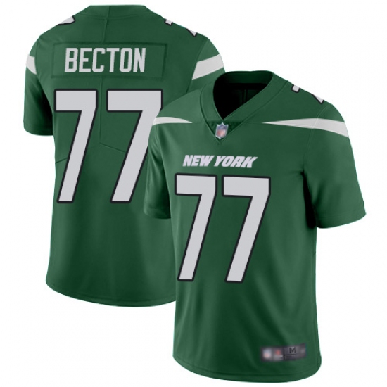 Men's New York Jets 77 Mekhi Becton Green Team Color Stitched Vapor Untouchable Limited Jersey