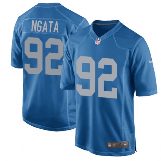 Men's Nike Detroit Lions 92 Haloti Ngata Game Blue Alternate NFL Jersey