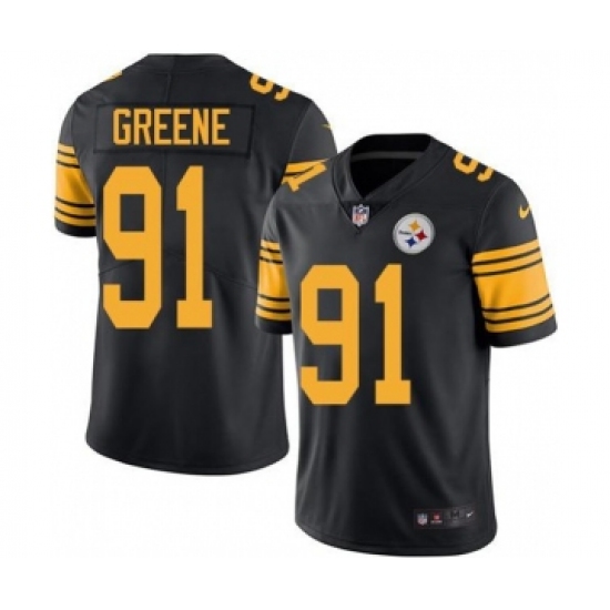 Men's Pittsburgh Steelers 91 Kevin Greene Black Color Rush Limited Stitched Jersey