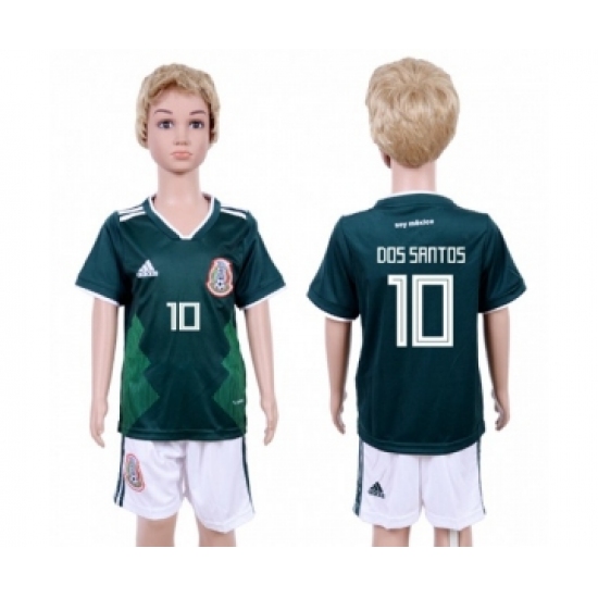 Mexico 10 Dos Santos Home Kid Soccer Country Jersey