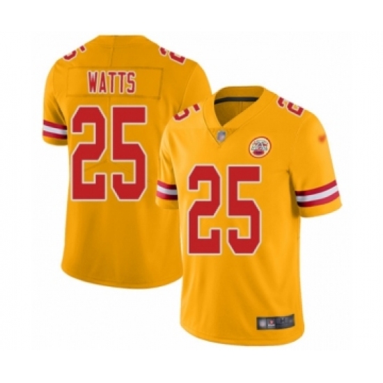 Women's Kansas City Chiefs 25 Armani Watts Limited Gold Inverted Legend Football Jersey