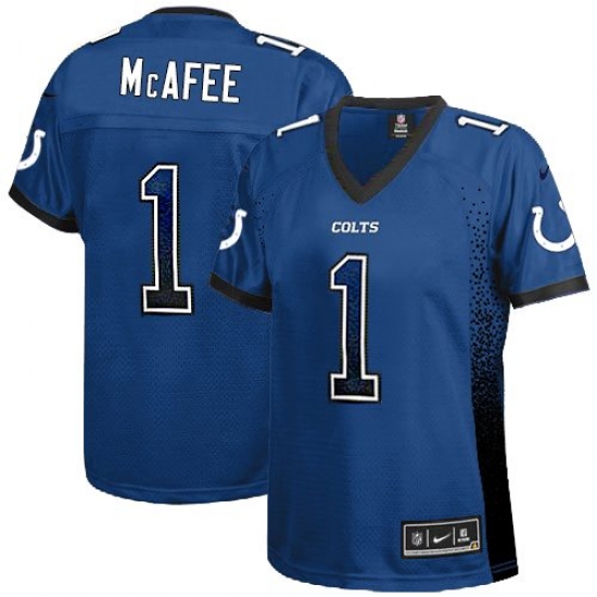Women's Nike Indianapolis Colts 1 Pat McAfee Elite Royal Blue Drift Fashion NFL Jersey