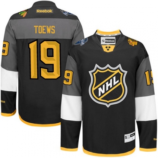 Men's Reebok Chicago Blackhawks 19 Jonathan Toews Authentic Black 2016 All Star NHL Jersey