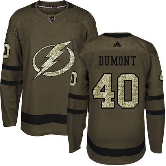 Men's Adidas Tampa Bay Lightning 40 Gabriel Dumont Authentic Green Salute to Service NHL Jersey