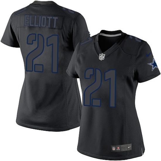 Women's Nike Dallas Cowboys 21 Ezekiel Elliott Limited Black Impact NFL Jersey