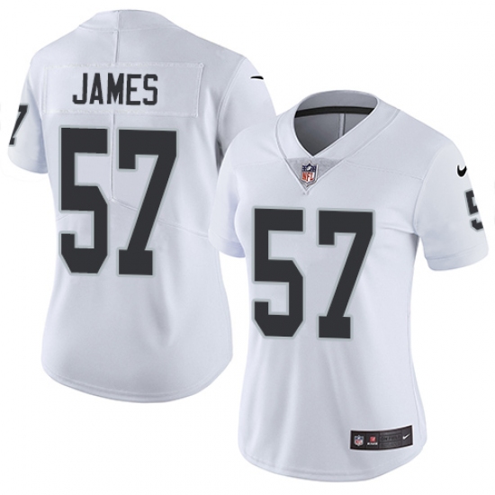 Women's Nike Oakland Raiders 57 Cory James Elite White NFL Jersey
