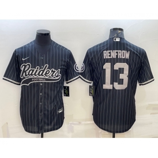 Men's Las Vegas Raiders 13 Hunter Renfrow Black With Patch Cool Base Stitched Baseball Jersey