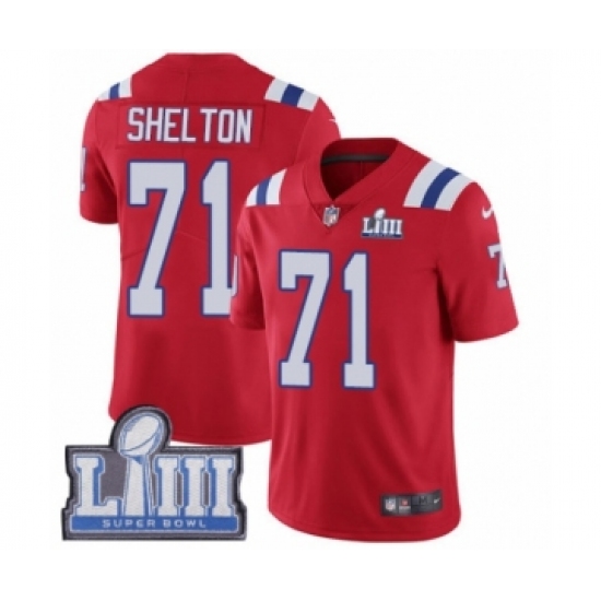 Youth Nike New England Patriots 71 Danny Shelton Red Alternate Vapor Untouchable Limited Player Super Bowl LIII Bound NFL Jersey