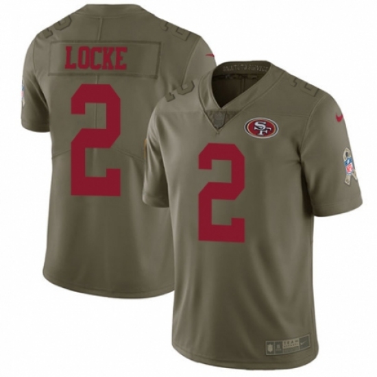 Youth Nike San Francisco 49ers 2 Jeff Locke Limited Olive 2017 Salute to Service NFL Jersey