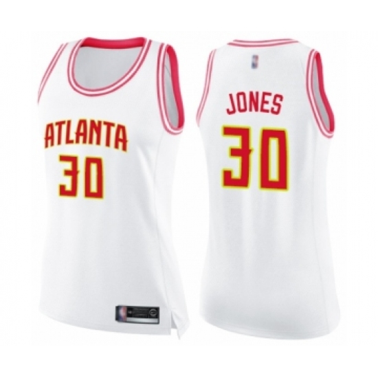 Women's Atlanta Hawks 30 Damian Jones Swingman White Pink Fashion Basketball Jersey