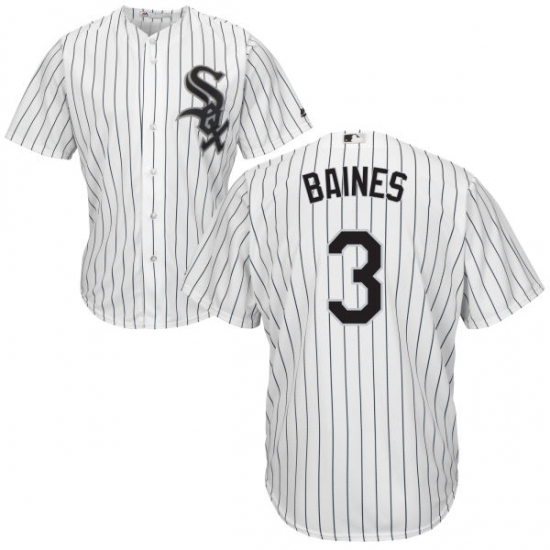 Men's Majestic Chicago White Sox 3 Harold Baines White Home Flex Base Authentic Collection MLB Jersey