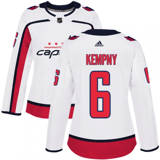 Women's Adidas Washington Capitals 6 Michal Kempny Authentic White Away NHL Jersey