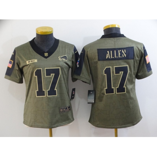 Women's Buffalo Bills 17 Josh Allen Nike Olive 2021 Salute To Service Limited Player Jersey