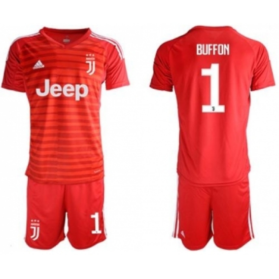 Juventus 1 Buffon Red Goalkeeper Soccer Club Jersey