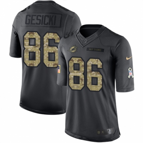 Youth Nike Miami Dolphins 86 Mike Gesicki Limited Black 2016 Salute to Service NFL Jersey
