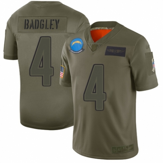 Women's Los Angeles Chargers 4 Michael Badgley Limited Camo 2019 Salute to Service Football Jersey