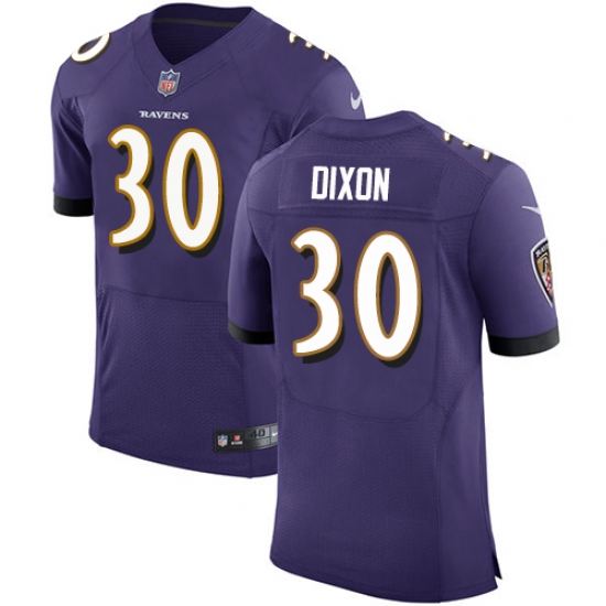 Men's Nike Baltimore Ravens 30 Kenneth Dixon Elite Purple Team Color NFL Jersey