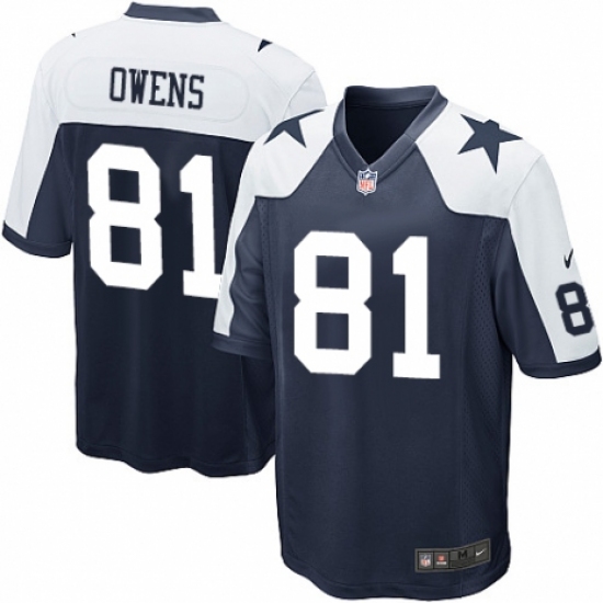 Men's Nike Dallas Cowboys 81 Terrell Owens Game Navy Blue Throwback Alternate NFL Jersey