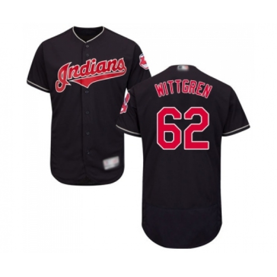Men's Cleveland Indians 62 Nick Wittgren Navy Blue Alternate Flex Base Authentic Collection Baseball Jersey