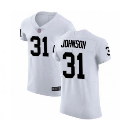 Men's Oakland Raiders 31 Isaiah Johnson White Vapor Untouchable Elite Player Football Jersey