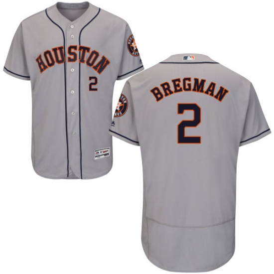 Men's Majestic Houston Astros 2 Alex Bregman Grey Flexbase Authentic Collection MLB Jersey