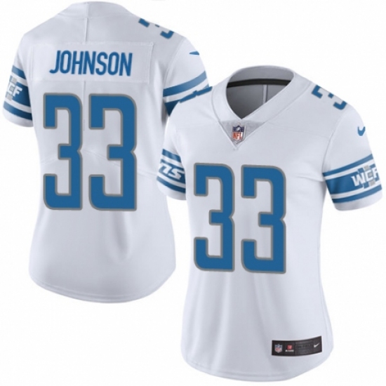 Women's Nike Detroit Lions 33 Kerryon Johnson White Vapor Untouchable Limited Player NFL Jersey