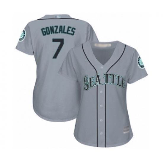 Women's Seattle Mariners 7 Marco Gonzales Authentic Grey Road Cool Base Baseball Player Jersey