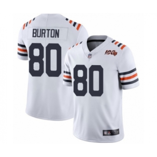Men's Chicago Bears 80 Trey Burton White 100th Season Limited Football Jersey