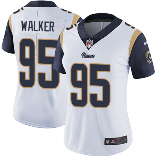 Women's Nike Los Angeles Rams 95 Tyrunn Walker White Vapor Untouchable Limited Player NFL Jersey