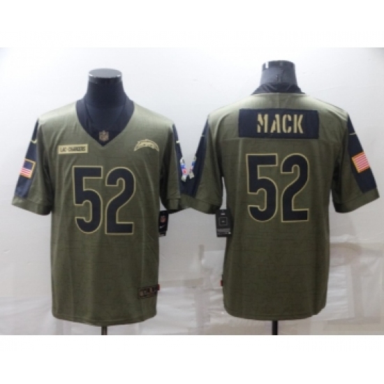 Men's Los Angeles Chargers 52 Khalil Mack Olive Salute To Service Limited Stitched Jersey