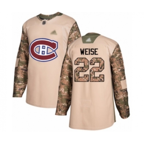 Men's Montreal Canadiens 22 Dale Weise Authentic Camo Veterans Day Practice Hockey Jersey