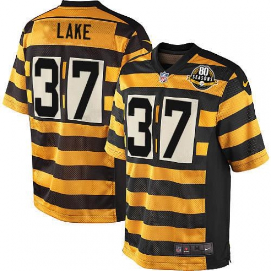 Men's Nike Pittsburgh Steelers 37 Carnell Lake Limited Yellow/Black Alternate 80TH Anniversary Throwback NFL Jersey