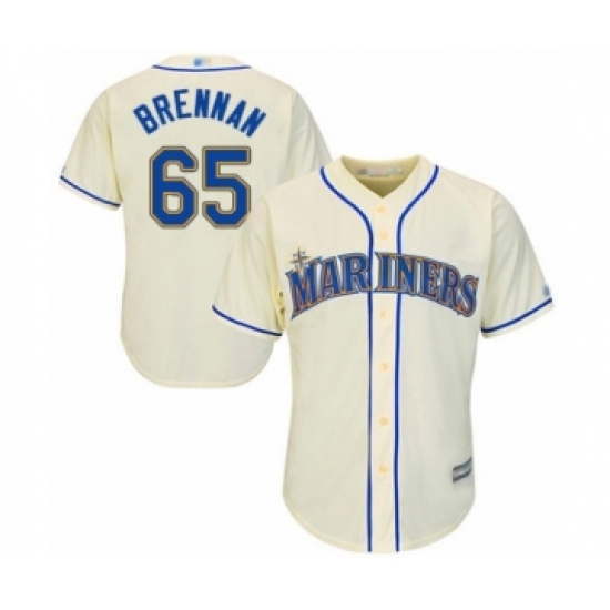 Youth Seattle Mariners 65 Brandon Brennan Authentic Cream Alternate Cool Base Baseball Player Jersey