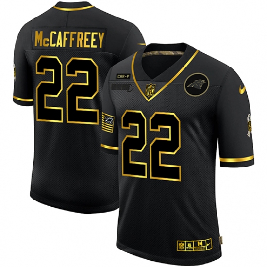 Men's Carolina Panthers 22 Christian McCaffrey Olive Gold Nike 2020 Salute To Service Limited Jersey
