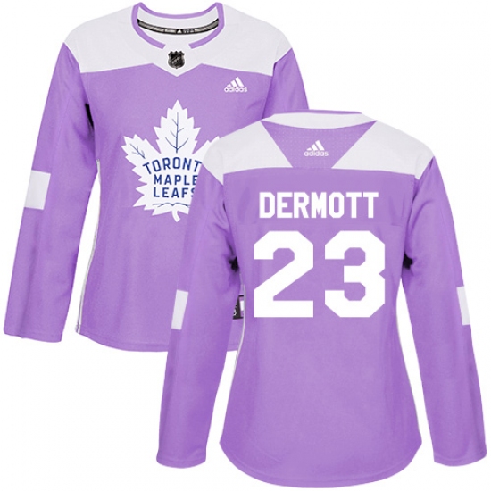 Women's Adidas Toronto Maple Leafs 23 Travis Dermott Authentic Purple Fights Cancer Practice NHL Jersey