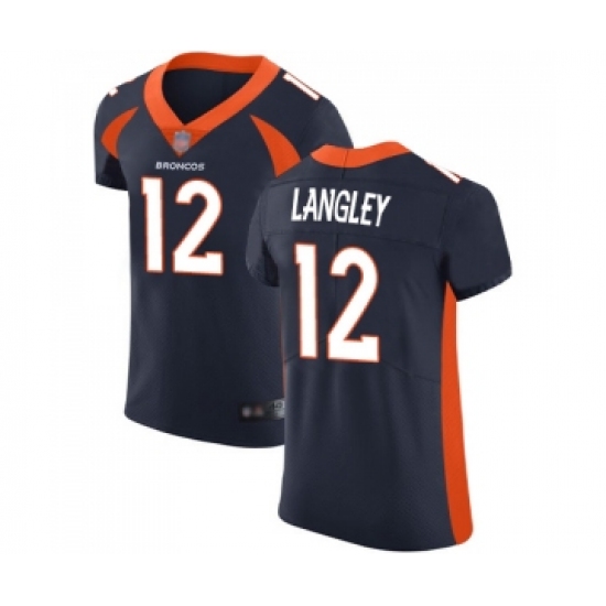 Men's Denver Broncos 12 Brendan Langley Navy Blue Alternate Vapor Untouchable Elite Player Football Jersey