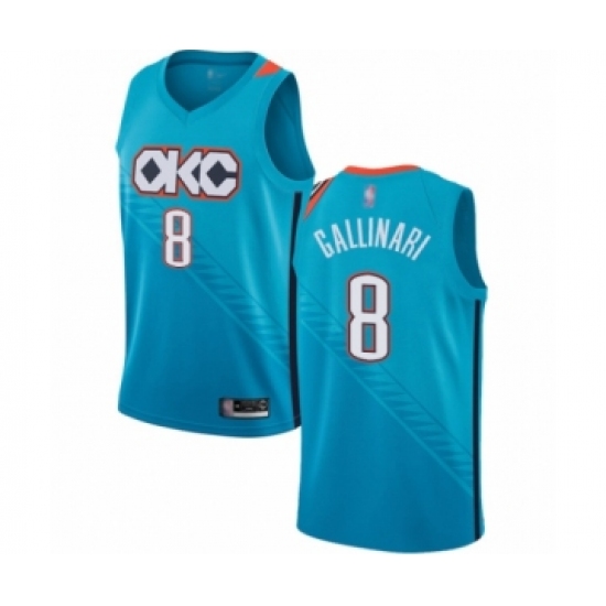 Women's Oklahoma City Thunder 8 Danilo Gallinari Swingman Turquoise Basketball Jersey - City Edition