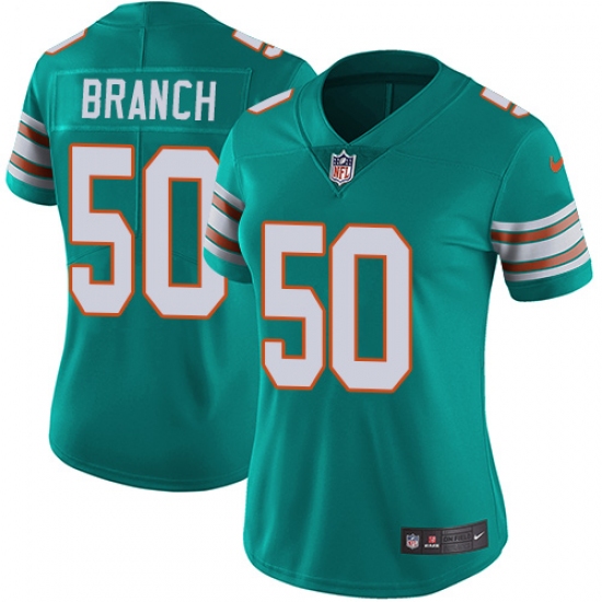 Women's Nike Miami Dolphins 50 Andre Branch Aqua Green Alternate Vapor Untouchable Limited Player NFL Jersey