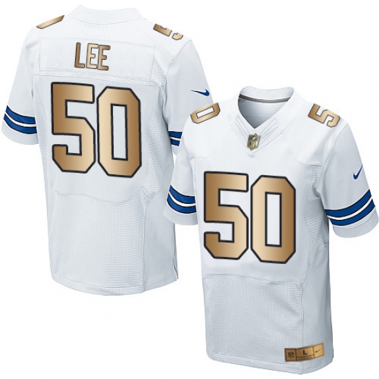 Men's Nike Dallas Cowboys 50 Sean Lee Elite White/Gold NFL Jersey